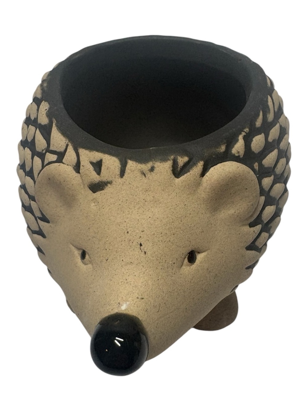 Ceramic Hedgehog Planter Pot - Beige and Black